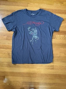 Black Ed Hardy Black Panther And Snake Shirt Men’s Size Large FREE SHIPPING - Picture 1 of 6