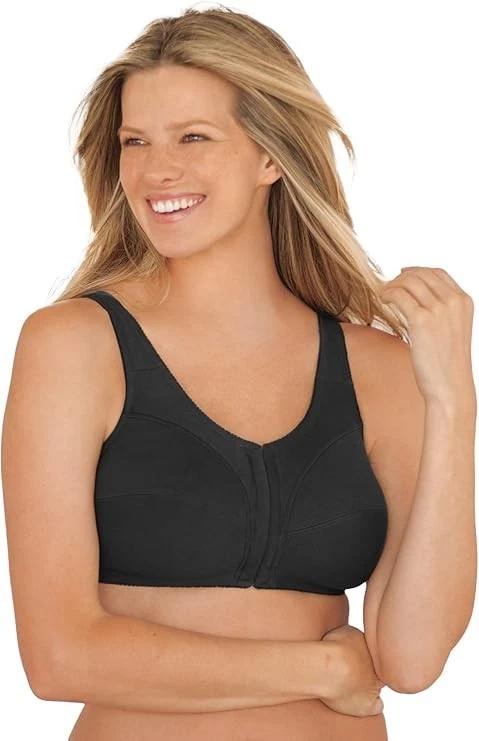 NWOT Black Comfort Choice Front-Close Cotton Wireless Bra Size 44B - Image 1 of 1