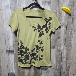 Patagonia Vintage Y2K Organic Cotton Green Floral and Bird Graphic Tee RARE - Picture 1 of 3