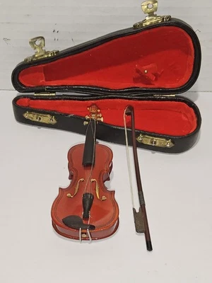 Violín miniatura de colección con arco y estuche para decoración sin marca Foto 1 de 4