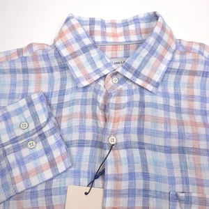 $ 160 Peter Millar Breakwater Multi Leinen Knopfleiste Sporthemd Herren Größe Medium - Bild 1 von 10