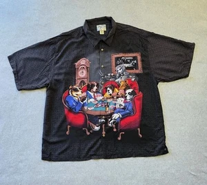 Vintage Big Dogs Men's Hawaiian Shirt Dogs Playing Poker 3XL Casual/Beach Wear - Picture 1 of 6