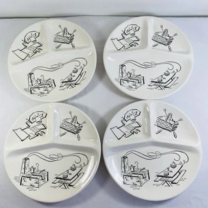 Juego de 4 Platos Divididos Barbacoa Barbacoa Royal China Retro Vintage Años 50 MCM - Imagen 1 de 12