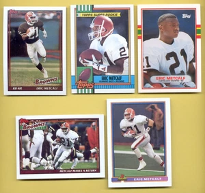 1989-1991 Topps Bowman ERIC METCALF Cleveland Browns 5-Card Lot Rookie RC - Picture 1 of 1