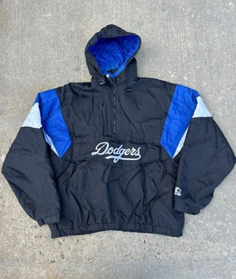Jaqueta Pulôver Vintage Anos 90 Los Angeles Dodgers MLB Starter Bolso Frontal Tamanho XL - Imagem 1 de 4