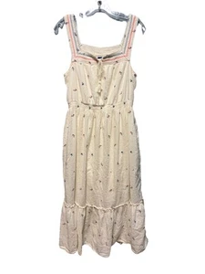Old Navy Tiered Sleeveless Maxi Dress Sz M Waist-Defined Embroidered Clip-Dot - Picture 1 of 16