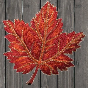 Autumn Fall Leaf Embroidered Patch — Iron On - Picture 1 of 1