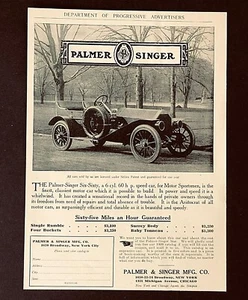 Anuncio Palmer Singer 1909 coche de motor más elegante deportistas impresión antigua AD - Imagen 1 de 1