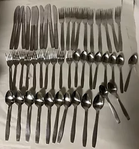 Vintage Flatware 50 Pc Set Stainless Steel China Service for 10 MCM Style - Picture 1 of 13