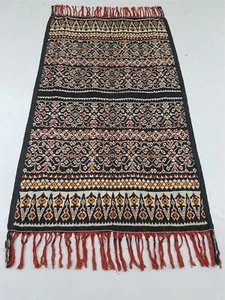 Vintage Indonesian Handwoven Tenun Ikat Vertical Seam Textile 152x88cm - Picture 1 of 12