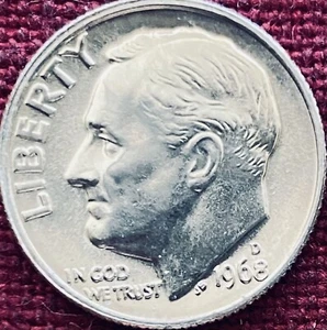 1968-D Choice / Gem BU Roosevelt Dime From Bank Rolls With Full Luster - Picture 1 of 4