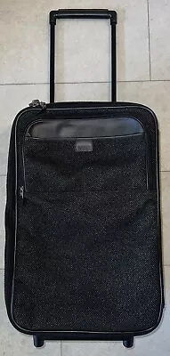Vtg Hartmann Wheeled Suitcase Black & Charcoal Tweed w/ Lthr Trim Expandable - Image 1 of 4