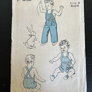 Vintage 1940s Advance 3269 Toddler Bib Overalls Two Lengths Sewing Pattern 2 CUT - Picture 1 of 12