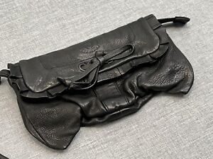 Armani Exchange Black Pebble leather large fold over clutch wristlet NICE!