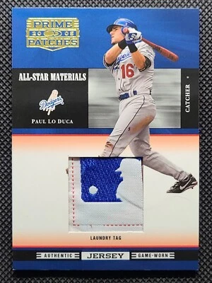 Donruss Prime Patches Paul Lo Duca 2005 etiqueta de lavandería MLB Logoman/5 leer** Foto 1 de 4