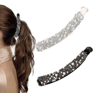 2 Stück Bananenspange, Strass Perlen Banane Haarspangen, Vintage Fischschwanz Ha - Bild 1 von 6