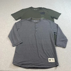 Under Armour Project Rock Shirt Men L Green Gray Henley Heatgear Flag Athleisure - Picture 1 of 14