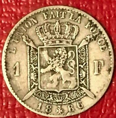 MONEDA DE PLATA DE 1 FRANCO BELGIUM DES BELGES 1886/66-SEP295 Foto 1 de 2