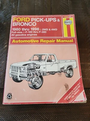 Ford Pick-ups 1980-1991 y Bronco Haynes manual de reparación automotriz 36058 (880) Foto 1 de 2