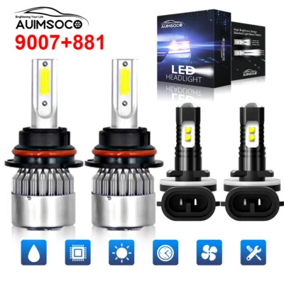For Dodge Ram 1500 2500 3500 1999-2001 9007 LED Headlight 881 Fog Light Bulbs 4X - Image 1 of 4