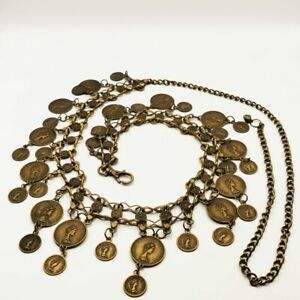 1960 England Vintage Exclusive Queen Elizabeth Coins Bronze And Metal Belt