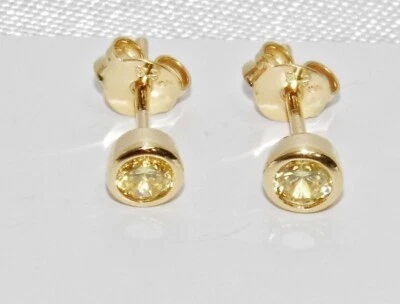 9ct Yellow Gold on Silver Citrine Stud Earrings - November Birthstone - Image 1 of 4