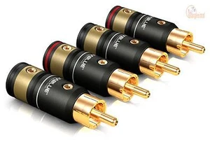 Viablue T6s Cinch Stecker Paar - Hochwertig, Lötbar, 24k Vergoldet - Zdjęcie 1 z 2