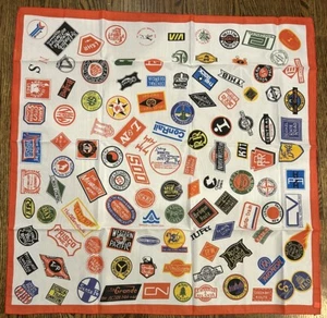 Vintage Scarf Scarve Railroad Train Logos Souvenir - Picture 1 of 2
