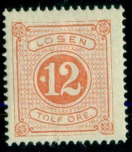 SWEDEN #J5v (L5v2) 12ore pale red "Open O in TOLF", inclusion NH VF Facit $90.00 - Picture 1 of 1