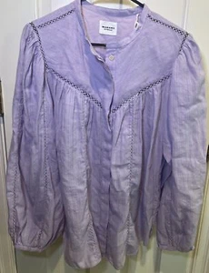 Top Marant Etoile Leonard viola cotone/lino bottoni davanti nuovo con etichette taglia 40 (8) - Foto 1 di 9