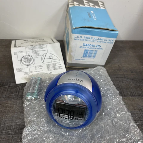 NEW VTG BLUE CITIZEN LCD DESKTOP TRANSPARENT ALARM CLOCK WATCH DX8045 SNOOZE NAP Cover