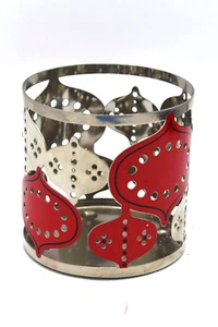 Yankee Candle Jar Sleeve Top Natale Rosso Ornamento Vacanze Argento 22 oz Barattolo - Foto 1 di 4