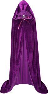 Unisex Hooded Cloak Long Velvet Cape for Halloween Christmas Cosplay Costume - Picture 1 of 12
