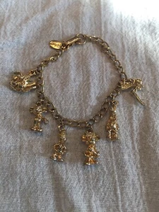 Pulsera Dije Vintage Disney Oro Mickey Minnie Goofy DUMBO 6 Dijes - Imagen 1 de 6
