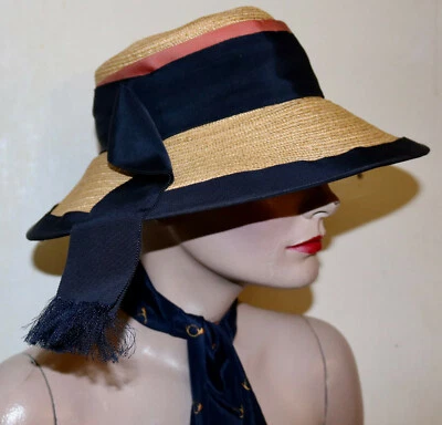 Sombrero de navegante de paja con cintas Mr. John Jr. Foto 1 de 4