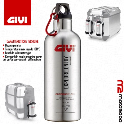 BORRACCIA TERMICA PORTA BEVANDE IN ACCIAIO INOX PER ACQUA THERMOS TREKKER - Immagine 1 di 4