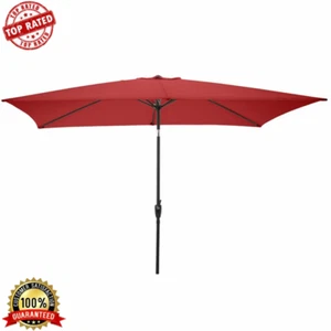 10Ft Rectangular Patio Umbrella W/ Hand Crank Tilt Durable Outdoor Shade Red New - Picture 1 of 4