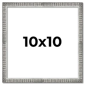 10x10 Frame Silver Grey Distressed Solid Wood Picture Frame | 0.75 Inch Moulding - Picture 1 of 9