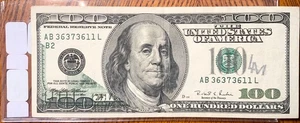 1996 United States Federal Reserve Note $100 (Offset Print Error) Fr. 2175B - Picture 1 of 2