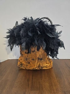 Halloween Bag Purse Small Tote with Skeleton Spider Web Design and Feathers  - Picture 1 of 12