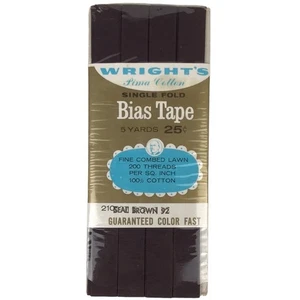 De colección Nuevo de Lote Antiguo Wright's Pima Algodón Un Pliegue Sello Cinta Sello Marrón 92 5 Yardas Costura - Imagen 1 de 4