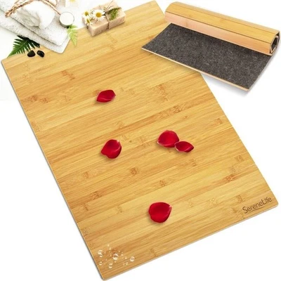Alfombra de baño rectangular de bambú SereneLife - resistente a las manchas antideslizante interior SLFBMT20 Foto 1 de 4