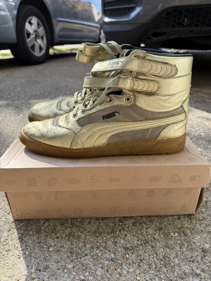 PUMA SKY GOLD WOMENS SIZE 12 MID ANKLE SNEAKERS "BARLEY WORN" - Image 1 of 4