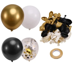Black and Gold Balloons, 67pcs 12 Inches Black White and Gold Confetti6424 - Picture 1 of 7