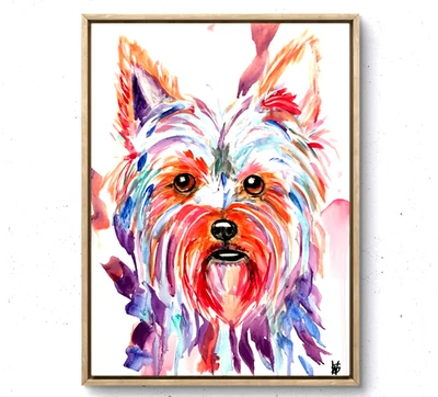 Pintura original de perro yorkie 12X16 lienzo acrílico expresionismo arte abstracto Foto 1 de 4