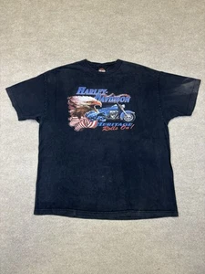 Vintage 2000s Harley Davidson Eagle USA Heritage Rolls On T Shirt Black 2XL - Picture 1 of 8