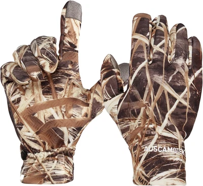 Duck Hunting Camo Gloves for Men with Touch Screen Fingers