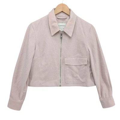 Chaqueta corta Club Monaco para mujer color rosa rubor cremallera completa cuello bolsillo frontal talla S Foto 1 de 4