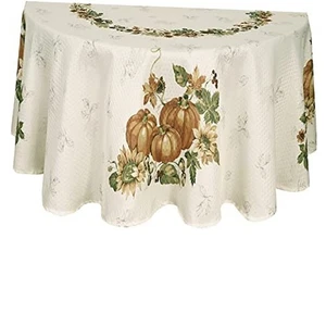 Pumpkin Harvest Thanksgiving Fabric Tablecloth, Autumn 70" (Round) Stockbridge - Picture 1 of 8