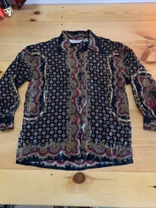 Vintage 90s Pure Silk Express Button Down Collared Shirt Sz Small Korea Chains - Bild 1 von 11
